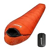 Bessport Schlafsack 3-4 Jahreszeiten Wasserabweisend Winter Mumienschlafsack Temperatur 0°C Warm für Outdoor Camping Festival Trekking