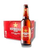 Estrella Damm 24 x 0,33l - das beliebteste Bier der Katalanen mit 5,4% Vol. - Spanisches Pils- Inklusive Haus der Biere Berlin Bierdeckel