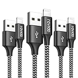 RAVIAD iPhone Ladekabel, Lightning Kabel [3Pack 2M] Nylon iPhone Kabel Ladekabel für iPhone 13/12/11/Pro/XS/XS Max/XR/X/8/8 Plus/7/7 Plus/6s/6/6 Plus/5S/5/SE, Mini/Air/Pro - Schwarz