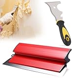 Flächenspachtel 40cm, Glätter Glättspachtel Flexibles Edelstahl Federspachtel Spachtel Werkzeug mit Ergonomischem Z-Griff und 22,4cm Multifunktionsspachtel für Trockenbau, Tapete