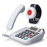 MaxCom KX481SOS: Hausnotruf Telefon mit Notrufarmband; schnurgebundenes Festnetztelefon mit Notrufknopf und Notruf Armband; Notruftelefon für Senioren; Seniorentelefon