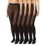 FM London Collants 40 Deniers 5 er Pack Damen, Schwarz, M