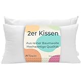Kissen für Bett 40x60 cm Kopfkissen 2er Set Innenkissen Hypoallergene Anti-Milben Weiche Kissenfüllung mit Kissenbezug Baumwolle und Polyes. Abnehmbarem und Waschbaren Schlafkissen für Haus / Hotel