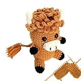 Häkelset mit Tiermotiv aus Plüsch – Strickmaterial Kuh, mit Schritt-für-Schritt-Videoanleitung für Anfänger, Tier-Häkelset | für Erwachsene, Senior, Schüler, Kinder, Geburtstag, Dekoration