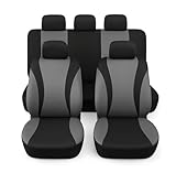 Susy Shop Universelle Autositzbezüge für vorne und hinten, bequem und atmungsaktiv, Schutzbezüge für mittelgroße Nutzsitze, kein SUV (LS06-Grau)