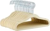 Amazon Basics Kinder-Kleiderbügel aus Samt, rutschfeste Kleiderbügel für Babys und Kleinkinder, 29 cm, 50er-Pack, Beige
