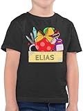 Kinder T-Shirt Jungen - Junge - Einschulung Geschenk Personalisiert | Geschenke zum Schulanfang - 116 (5/6 Jahre) - Anthrazit Meliert - Schulkind 1.klasse tshirt Name t shirt zur personalisiertes