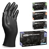 PROGRIP Einweghandschuhe Diamant Grip, Schwarz, Einmalhandschuhe Extra Stark, Nitrilhandschuhe Gr. XL, 2x dicker, Handschuhe Einweg, Arbeitshandschuhe für Werkstatt & Montage, 50 Stk/Box