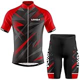 Lixada Kurzarm Radtrikot Herren Atmungsaktives Sommer Kurzarm-Bike-Shirt und Radhose gepolsterte Shorts,MTB-Fahrrad-Anzug für Radsport Outdoor Sport