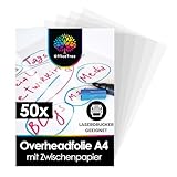 OfficeTree 50 x Overheadfolie A4 - OHP Folien glasklar - Folie für Laserdrucker - Overheadfolien auch als Kopierfolie, Projektorfolie oder Drucker Folie geeignet