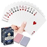 WUGAUWOR Wasserfeste Plastik Spielkarten, 2 Kartendecks, Rot und Blau, Professionelle Plastik Pokerkarten, Kunststoff Spielkarten, Poker Kartendeck, Poker Karten für Blackjack, Canasta Kartenspiel