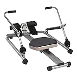 Rudergerät für Fitness zu Hause, LCD Rudergerät Rudermaschine Ruderzugmaschine Klappbar Fitness Cardio, bis 120kg, für Fitnessstudios, Häuser, Unternehmen, Fitnessclubs, 106 * 66 * 10cm