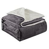 Lifewit Sherpa Kuscheldecke, Wendbar weiche Decke für Couch, Sofa, Bett, Dekorative Dicke, Flauschige Fleecedecke Überwurfdecke für Reisen und Outdoor-Camping, Grau, 150x200cm