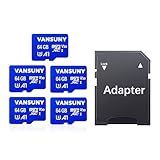 Vansuny Micro SD Karte 64GB 5Stück Speicherkarte Micro SD 64GB 5er Pack mit SD Adapter Bis zu 90 MB/s Lesegeschwindigkeit (UHS-I, U3, A1, V30, C10, 4K UHD microSDXC)