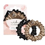 invisibobble Sprunchie Slim Schwarz Gold I 2x Stoff Haargummis gold schwarz für Mädchen & Damen I kein verknoten, starker Halt, haarschonend I Scrunchie Haargummi designed im Herzen Münchens