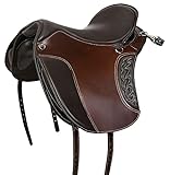A&M Reitsport Baumloser Wanderreit Sattel 1125 Braun, mit weißen Nähten, Größe:16 Zoll