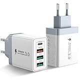 USB Ladegerät, 2er Pack 4 Ports USB Adapter Schnellladegerät mit USBC und USBA, 40W USB C Ladegerät Mehrfach Netzteil Charger PD 3.0 Power USBC Stecker für iPhone 17 16 15 14 13 12, Samsung, Handys