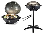 Großer Elektro Kugelgrill mit Grillzange - als Standgrill und Tischgrill vielseitig verwendbar!