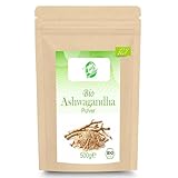 Curly Superfood® Ashwagandha Pulver Bio 500g - 100% naturreine BIO Qualität aus Indien - Fein gemahlenes Bio Ashwagandha Pulver für Smoothies, Säfte, Goldene Milch & Co