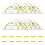 ADERTOS 12 Stück Geometrie Dreieck Set Plastik Geometriedreieck Geodreieck zum Kreise Transparent Geodreieck mit Abnehmbarem Griff Zeichendreieck Winkelmesser 14cm Lineal für Studenten Büro Designer