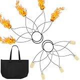 Shimeyao Feuer-Fächer zum Tanzen, mit schwarzer Aufbewahrungstasche, 5 Dochte, Aramidfaser, Lotus-Fächer, 5 cm, gewebte Aramidfaserköpfe, Feuertanzausrüstung für Festivals und Auftritte aller