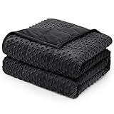 Wemore Minky Dot gewichtete Decke für Erwachsene, Doppelgröße, 6,8 kg, weiche, schwere Decke für Stressabbau und Schlafförderung, atmungsaktive Decke für alle Jahreszeiten, mit Glasperlen, Schwarz
