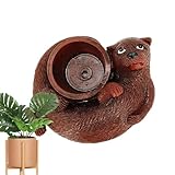 YNPQTDS Blumentöpfe | Otter Design wetterbeständiger Übertopf | Blumentöpfe Für Zimmerpflanzen In Den Abmessungen 14.5 X 13.0 X 6.5 cm | für Garten Fensterbank Terrasse Balkon