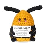 Pocket Hug Glücksbringer Bienen, Sorgenfresser Aufmunterung Freundin Prüfungsstress Positive Geschenk Biene Kuscheltier Geschenke Lucky Charms Geburtstagsgeschenk für Frauen Mann Emotional Support