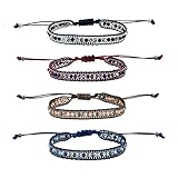 TONAUP Böhmische Gewebte Armbänder, Handgefertigt Verstellbar Freundschaftsarmbänder, Geflochtenes Wickelarmband Armband für Damen Herren Handgelenk Fußkettchen (Mysterious Darkcolor)