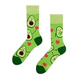 Dedoles Socken Regular normale Höhe Unisex Damen Herren Baumwolle viele lustige Designs Weihnachtssocken 1 Paar, Farbe Grün, Motiv Avocado-Liebe, Gr. 35-38