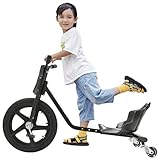 SICHENSH 16 Zoll Berg Gokart, DreiräDriges Fahrrad für Kinder, Pedal Go Kart für Kinder mit 360° Universalrad, Gokart mit Pedal, Pedal Gokart, 100kg Tragfähigkeit (Carbon Fiber Schwarz)