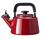 Forchetto Moderno Rosso Teekessel Rot 2,1 l Emaille-Kessel mit Pfeife, weinrot Wasserkocher Gas Induction Flötenkessel