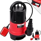 Belko® JP400-D2 Schmutzwasserpumpe mit integriertem Schwimmer-schalter Tauchpumpe mit Griff - 8000 L/h, 5m Förderhöhe, Ø30mm Partikel, 7m Kabel, IPX8