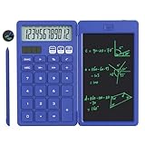 NEWYES Taschenrechner, 2-in-1 Tragbarer Rechner mit großer Tasten und 6,5 Zoll Notizblock, Kleiner Taschenrechner Ideal für Reisen, Büro, Schule, Blau