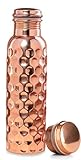 PR INTERNATIONAL Wasserflasche mit Deckel, reines Kupfer, Diamant-Design, 750 ml