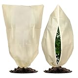 2 Stück Pflanzenschutz Winter,80x120cm Winterschutz für Kübelpflanzen,Atmungsaktiv,Reißfest,Wiederverwendbar, mit Reißverschluss Zugband,Geeignet für Topf- und Kleinpflanzen