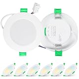 Aurevita 74-90mm Einbaumaß LED Einbaustrahler Spots 6PCS, 7W Deckenspots Led Dimmbar 75mm, 220V-240V IP44 Deckenleuchte led Für Badezimmer Küche, 2700K/4000K/6500K led einbauleuchten, Weiss 6er Set