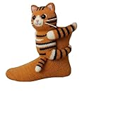 Aodejoy 3D Stricksocken mit Tieren,Animal Socks,Doppellagige Baumwolle,Handgehäkelte Tiersocken, Winter Warme Umarmung Kuschelsocken Damen Kuschelsocken Herren Weihnachten Männer Damen Socken (Gelb)