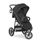 hauck Buggy Rapid 3R für Kinder bis 22 kg, Gummi Reifen, Klein Zusammenklappbar, UV-Schutz 50+, mit Schlaffunktion ab Geburt, Höhenverstellbarer Schieber, Großer Korb bis 3 kg (Black)