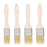 RTBRCG 4 Stück Naturborsten Küchenpinsel, Backpinsel mit Langem Holzgriff für Grill, Fleisch, Gebäck