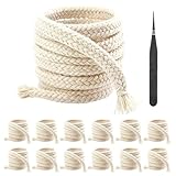 12 Rollen Docht Kerzendochte für Kerzen, 6 mm x 1 Meter Ersatzdocht für Öllampen, Baumwolle Öllampendocht, Zuschneidbar Ersatzdocht für Gartenfackel Lampendocht Öllampe, mit Pinzette