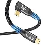 USB4 Kabel, mit Thunderbolt 4 Kabel, 240W Ladekabel, 40Gbps Datenkabel, 8K@60Hz HDR, USB C auf USB C Kabel, 90 Grad für Hub, Dock MacBook, M2, M3, Mac SSD (90 Grad USB4 40G 240W 0,5M)