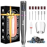 Nagelfräser Elektrische für Gelnägel, Kabellos Maniküre Pediküre Set Nagelfeile Elektrisch, USB Wiederaufladbare, 20000u/min 3 Geschwindigkeitsstufen einstellbar, Nail Drill Auriox