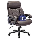 COLAMY XXL Chefsessel[181kgs] - Hochlehner Bürostuhl Leder mit verstellbaren Armlehnen& strukturierter Rückenlehne - Extra breiter Sitz (59cm) für Homeoffice und Büro, Braun