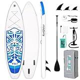 FunWater 10'6' & 11'6' Stand Up Paddle Board Multifunktionale Paddelboards mit Flossen, Knochleine, SUP Pump, Paddel, Sup-Rucksack, Für Aller Könnensstufen (10'6'-Tiki BLAU)