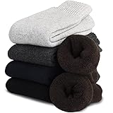 VoJoPi 5 Paar Thermosocken Herren, Winter Warme Socken mit Dicke Frotteesohle, Anti Schweiß, Thermo Effekt, Größe 39-45