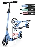 DAMI Cityroller für Kinder und Jugendliche ab 6 Jahren - Klappbarer Kickscooter, Höhenverstellbar, Leichtgewicht, Bis 100 kg Belastbar, 200 mm XXL Räder, Hinterradbremse