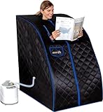 Serenelife Infrarotsauna, Mini Sauna für zuhause, Dampfsauna für zuhause, Portable Sauna, Wärmekabine, Infrarotkabine, Fernbedienung Zeit- Hitzeeinstellung, 2L Dampfgenerator für Dampfbad, Saunastuhl