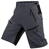 ALLY MTB Hose Herren Radhose, Wasserabweisend Mountainbike Kurz, Outdoor Sport Fahrradhose Herren Shorts (Dunkelgrau, XL(Taille:35'-37', Hüfte:38.5'-40.5')