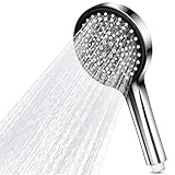 Duschkopf Wassersparend, 125mm Duschkopf Groß mit 6 Strahlarten, Turbogeladenes Design Hochdruck, Handbrause Duschbrause für Baden, Sparduschkopf, Regendusche Duschkopf Druckerhöhend (Silberner)